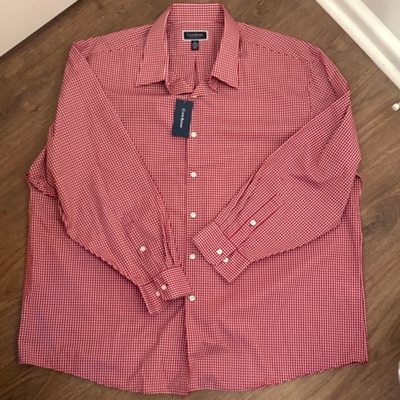 Club Room Red Maroon Gingham Dress Shirt - Picture 5 of 11
